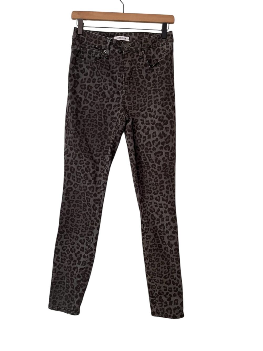 Good American Womens Good Legs Gray Leopard Print Skinny Jeans Size 6 GL196TOP